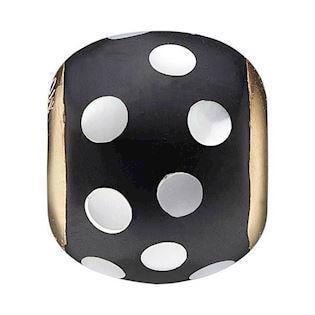 Model 623-G109, Sort kugle med hvide prikker i perlemor hos Guldsmykket.dk
